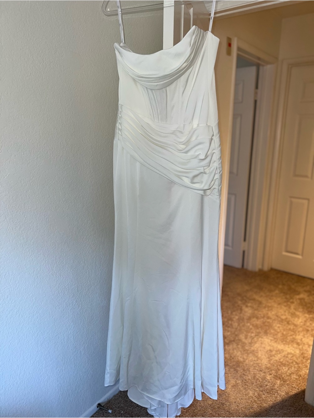 Lulu's Strapless White Draped Gown- corset top